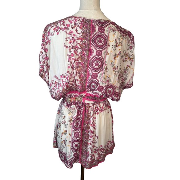 J. Crew XS Re-Imagined Cotton Boho Print Tie-Neck Mini Self Belt Dress - Picture 8 of 13